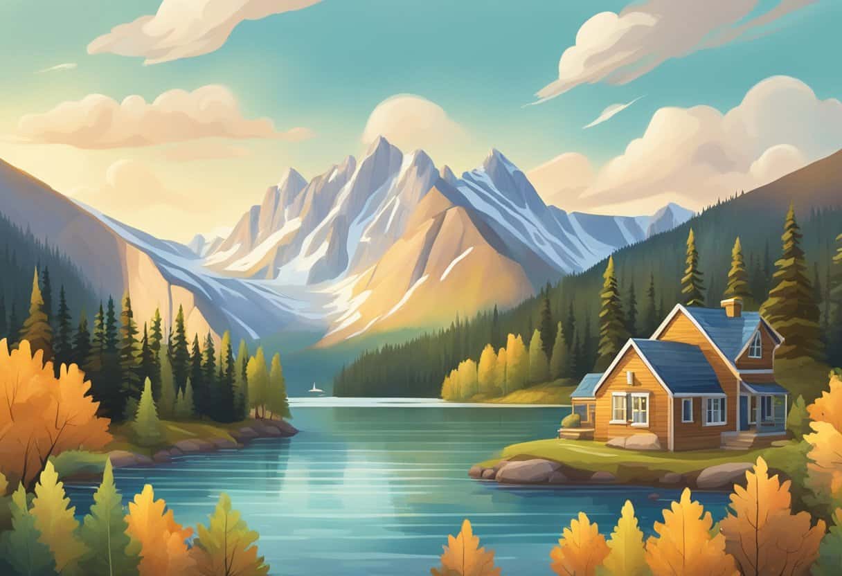 A picturesque Canadian landscape with iconic landmarks and natural wonders, showcasing the diverse benefits of living in Canada