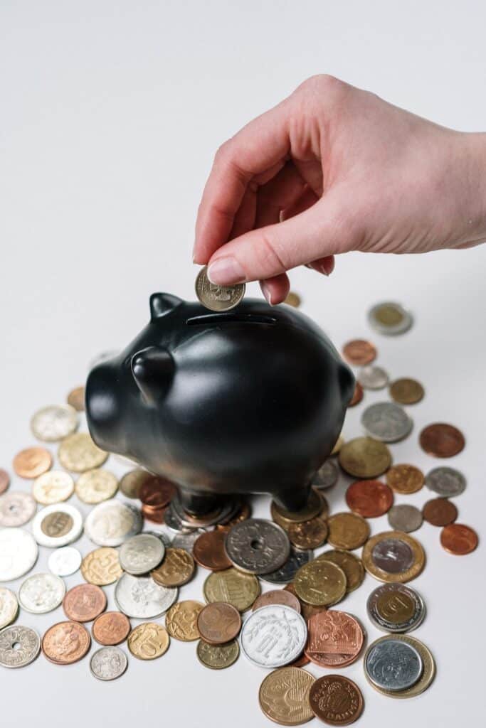 Person investing in a Piggy Bank